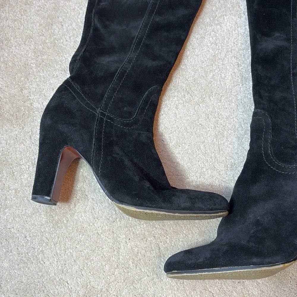 🧤 Sam Edelman, black suede knee-high Sutton boots: